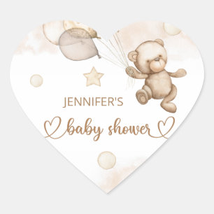 Teddy Bear Baby Bear Baby Shower Ballon Heart Sticker