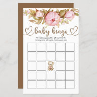 Teddy Bear Baby Bear Baby Shower Bingo Game