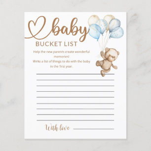 Teddy Bear Baby Bear Baby Shower Bucket List