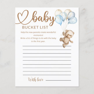 Teddy Bear Baby Bear Baby Shower Bucket List