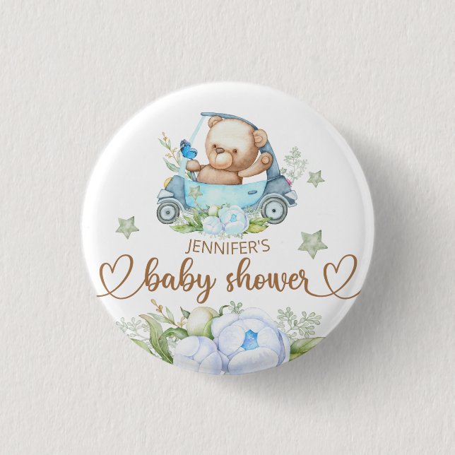 Teddy Bear Baby Bear Baby Shower Button (Front)