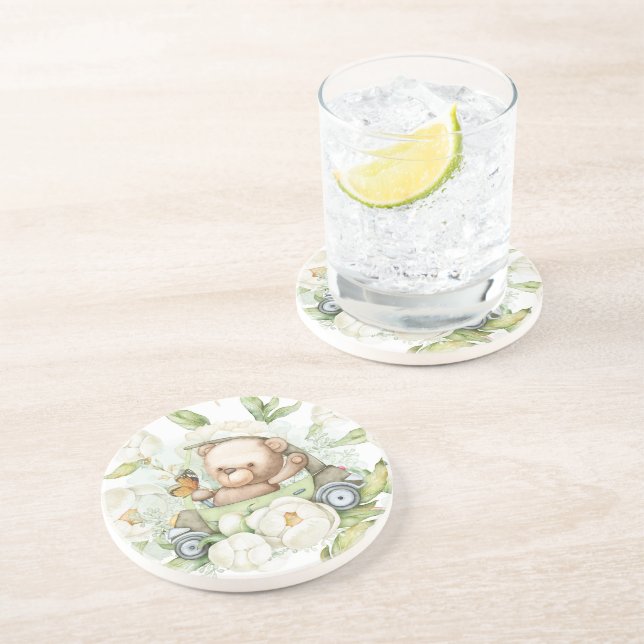 Teddy Bear Baby Bear Baby Shower Coaster (Side)