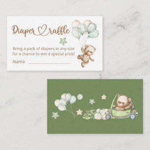 Teddy Bear Baby Bear Baby Shower Diaper Raffle En Enclosure Card
