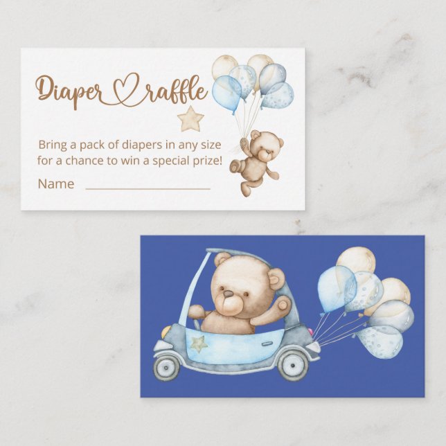 Teddy Bear Baby Bear Baby Shower Diaper Raffle Enclosure Card (Front/Back)
