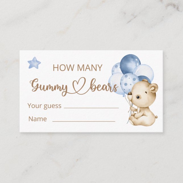 Teddy Bear Baby Bear Baby Shower Enclosure Card (Front)