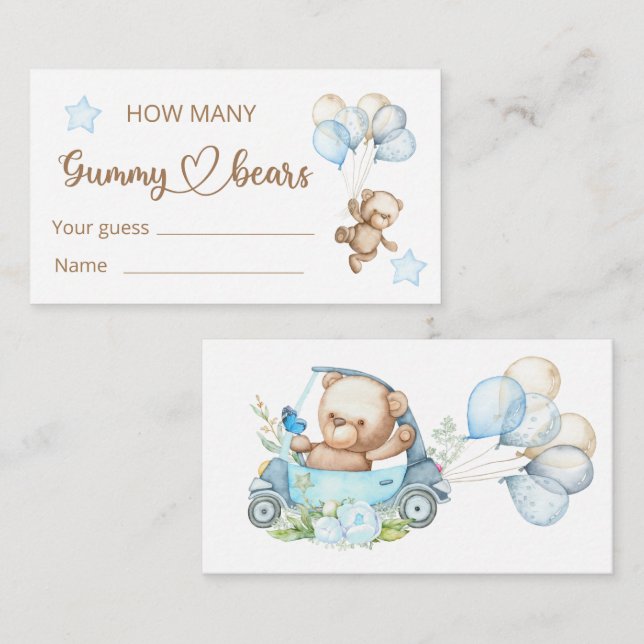 Teddy Bear Baby Bear Baby Shower Enclosure Card (Front/Back)