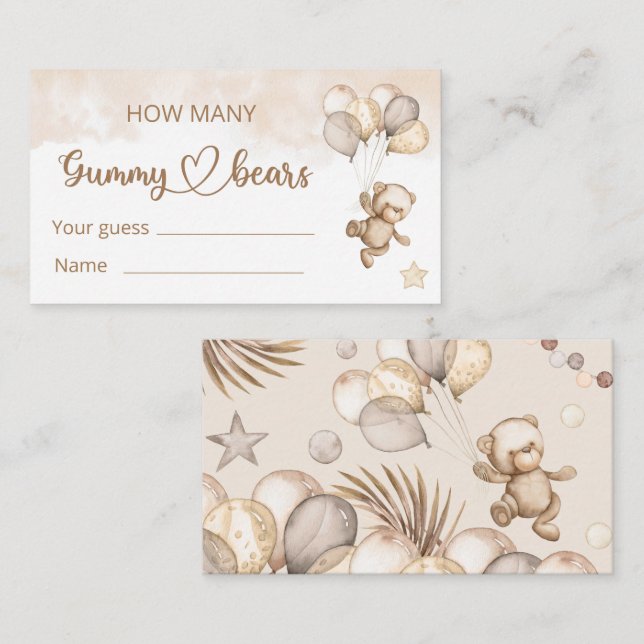 Teddy Bear Baby Bear Baby Shower Enclosure Card (Front/Back)