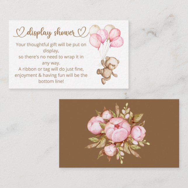 Teddy Bear Baby Bear Baby Shower Enclosure Card (Front/Back)