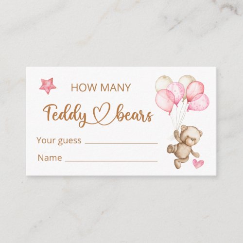 Teddy Bear Baby Bear Baby Shower Enclosure Card