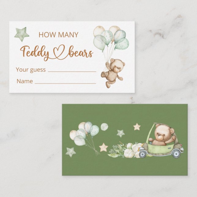 Teddy Bear Baby Bear Baby Shower Enclosure Card (Front/Back)
