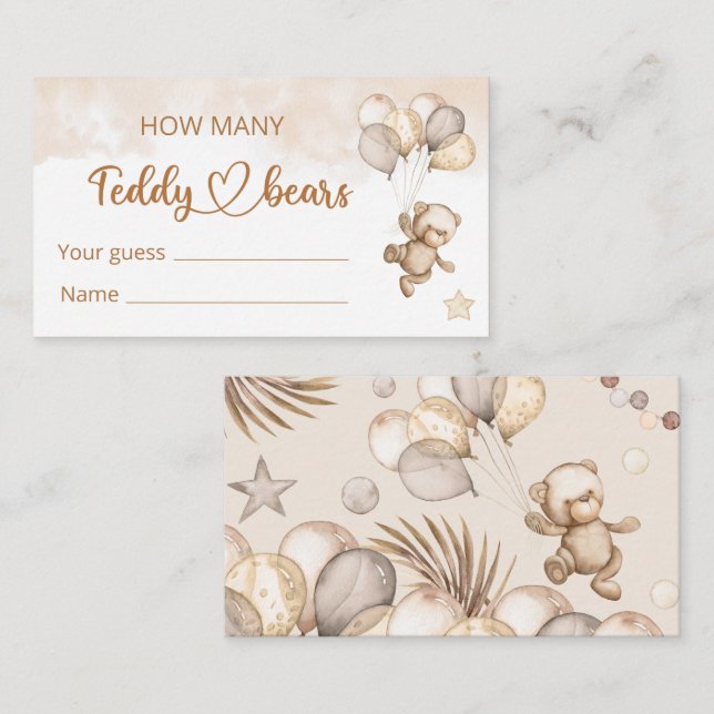 Teddy Bear Baby Bear Baby Shower  Enclosure Card (Front/Back)
