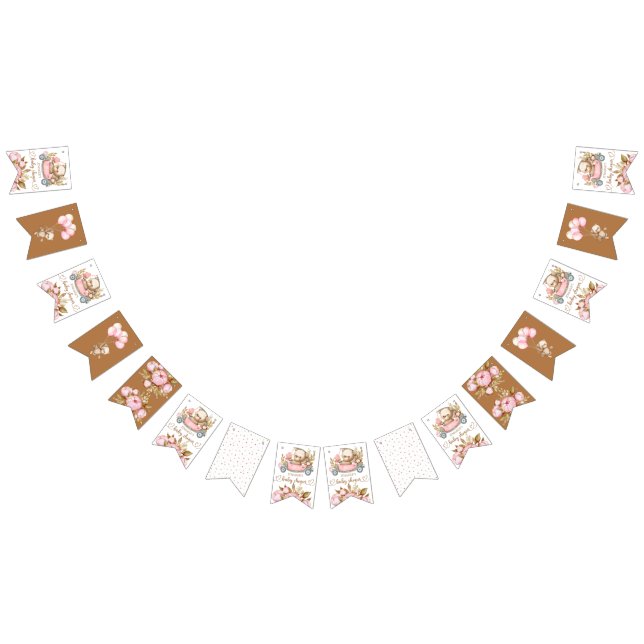 Teddy Bear Baby Bear Baby Shower Floral   Bunting Flags (All)