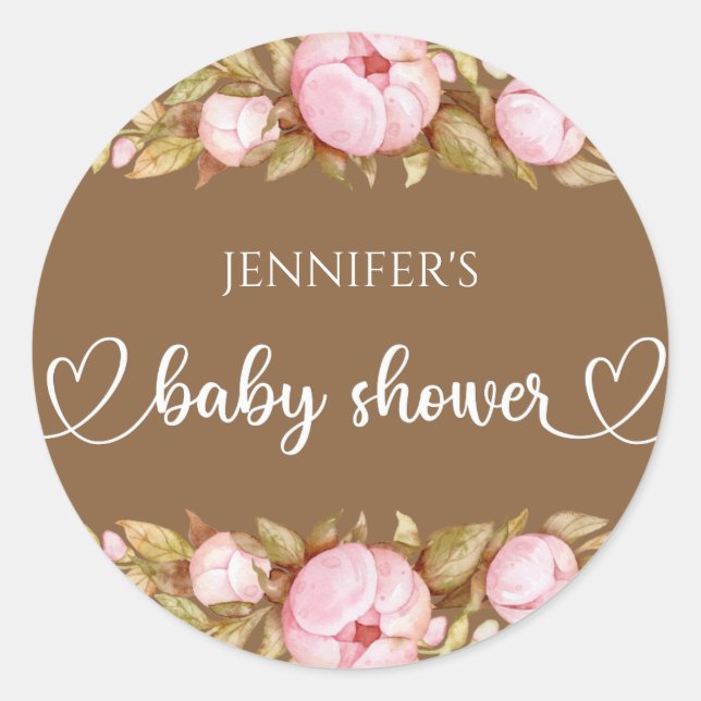 Teddy Bear Baby Bear Baby Shower Floral  Classic R Round Sticker (Front)