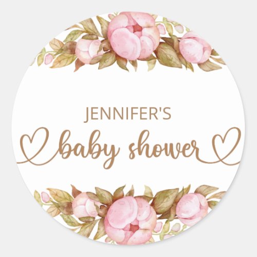 Teddy Bear Baby Bear Baby Shower Floral  Classic Round Sticker