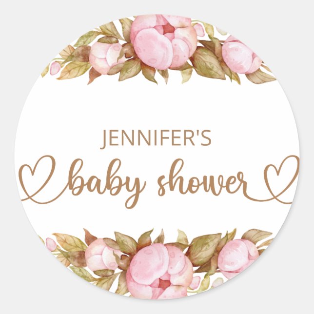Teddy Bear Baby Bear Baby Shower Floral  Classic Round Sticker (Front)