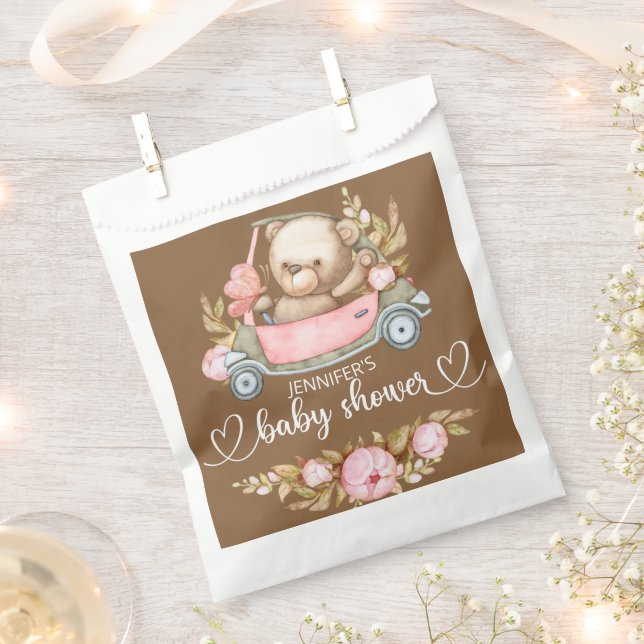 Teddy Bear Baby Bear Baby Shower Floral Favor Bag (Clipped)