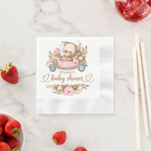 Teddy Bear Baby Bear Baby Shower Floral Napkins