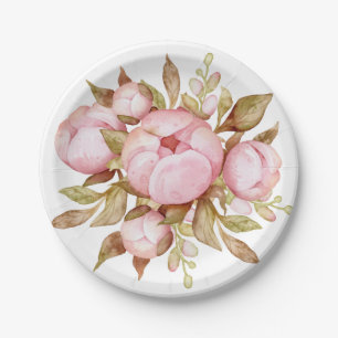 Teddy Bear Baby Bear Baby Shower Floral Paper Plates