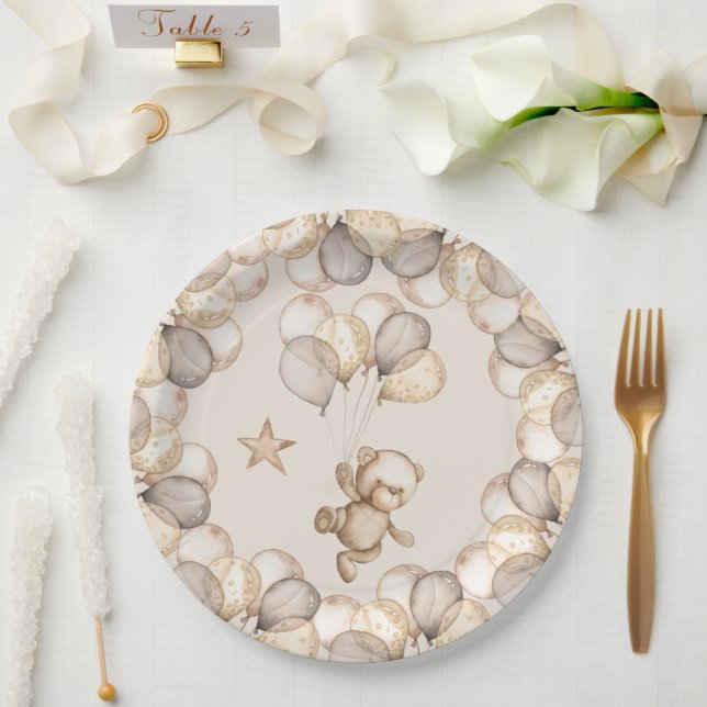 Teddy Bear Baby Bear Baby Shower Gender Neutraal   Paper Plates (Wedding)