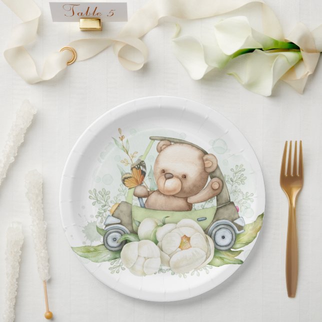 Teddy Bear Baby Bear Baby Shower Paper Plates (Wedding)