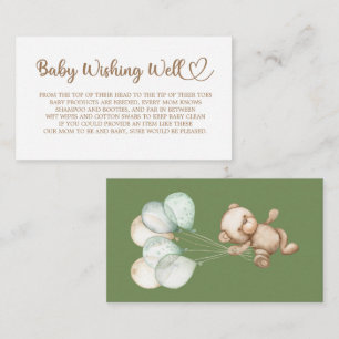 Teddy Bear, Baby Bear, Baby Shower, Wishing Well, Enclosure Card