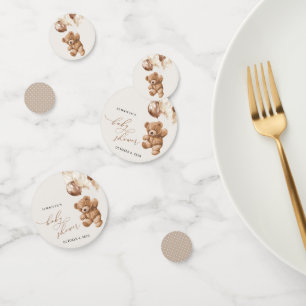 Teddy Bear, Baby Bear, Brown Balloons, Baby Shower Confetti