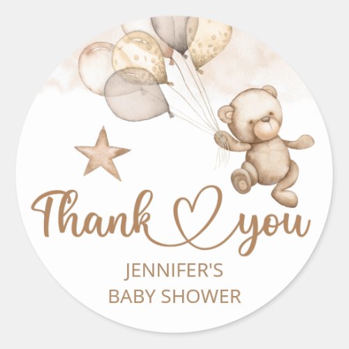 Teddy Bear Baby Bear Gender Neutraal Baby Shower Classic Round Sticker