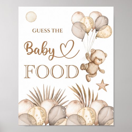 Teddy Bear Baby Bear Guess the Baby Food Poster