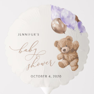 Teddy Bear, Baby Bear, Purple Balloon, Baby Shower Balloon