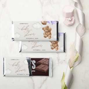 Teddy Bear, Baby Bear, Purple Balloon, Baby Shower Hershey Bar Favors
