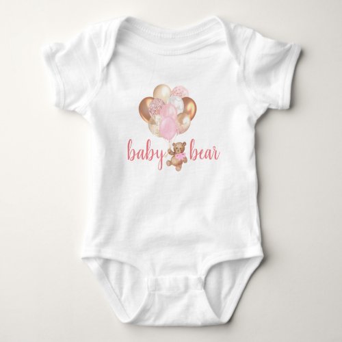 Teddy Bear Baby Bear Rose Gold Balloons Baby Bodysuit