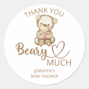 Teddy bear baby bear Thank you beary much Classic Classic Round Sticker