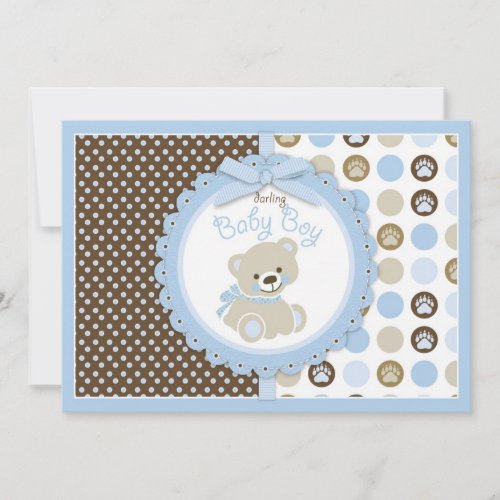 Teddy Bear Baby Boy Baby Shower Blue Invitation