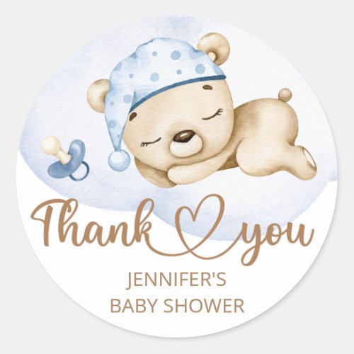Teddy Bear Baby Boy Baby Shower Classic Round Sticker