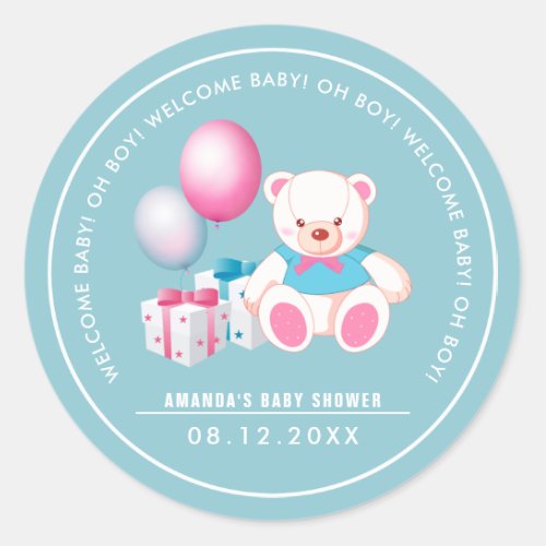 Teddy Bear  Baby Boy Baby Shower  Favor Stickers