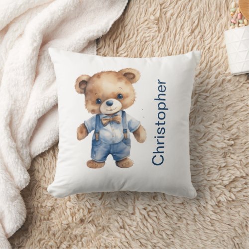 Teddy Bear Baby Boy Baby Shower Gift Nursery Throw Pillow
