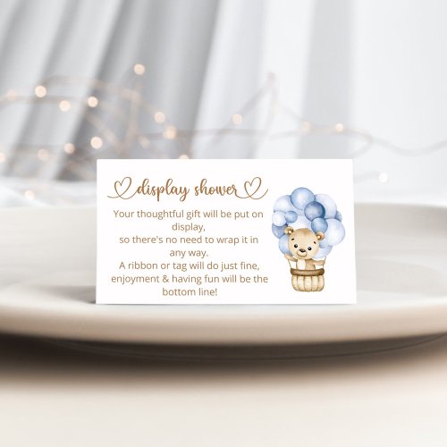 Teddy Bear Baby Boy Bear Baby Shower Enclosure Card