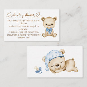 Teddy Bear Baby Boy Bear Baby Shower Enclosure Card