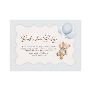 Teddy Bear Baby Boy Shower Books For Baby Enclosure Card