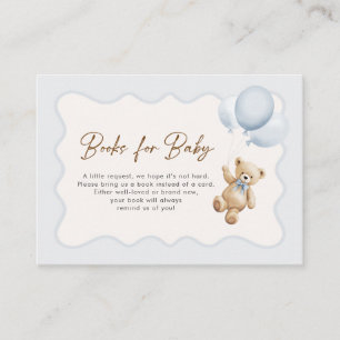 Teddy Bear Baby Boy Shower Books For Baby Enclosure Card