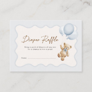 Teddy Bear Baby Boy Shower Diaper Raffle Enclosure Card