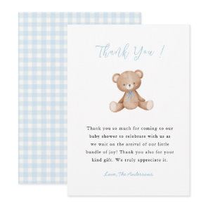 Teddy Bear Baby Boy shower Thank you card