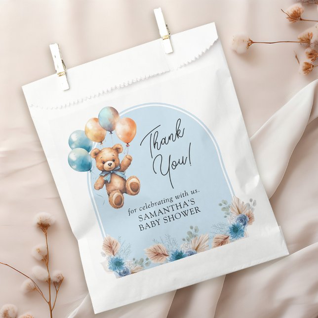 Teddy Bear Baby Boy Thank You Baby Shower Favor Bag (Creator Uploaded)