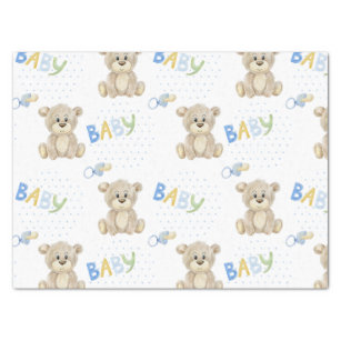 Teddy Bear Baby Boy Watercolor Baby Shower Tissue Paper