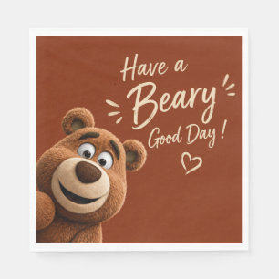 Teddy Bear Baby Cute Rustic Brown Baby Shower Napkins