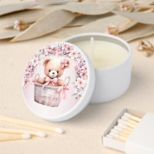Teddy Bear Baby Girl Pink Flowers Party Elegant