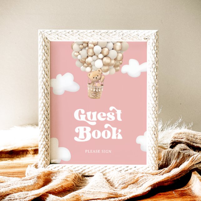 Teddy Bear Baby Girl Shower Guest Book Poster (Creator Uploaded)