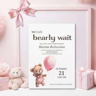 Teddy Bear Baby Girl Shower Invitation
