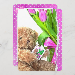 Teddy Bear Baby Girl Shower Invitation