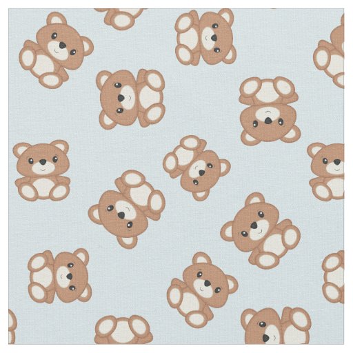 Teddy Bear Baby Nursery Kids Cute Blue Fabric